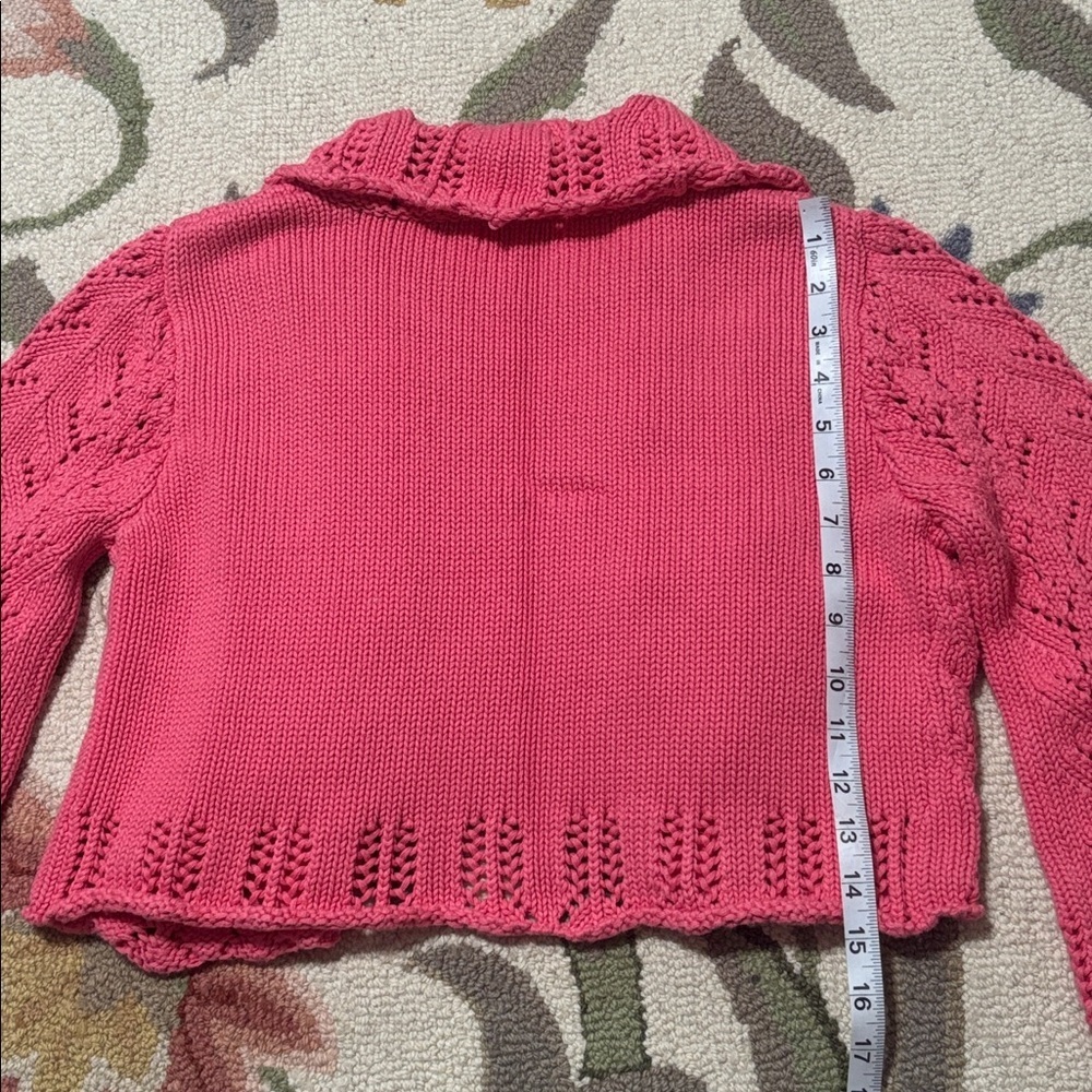 For The Republic Vintage cable knit Pink Cotton Sweater, crop, shrug, Medium - Picture 6 of 6
